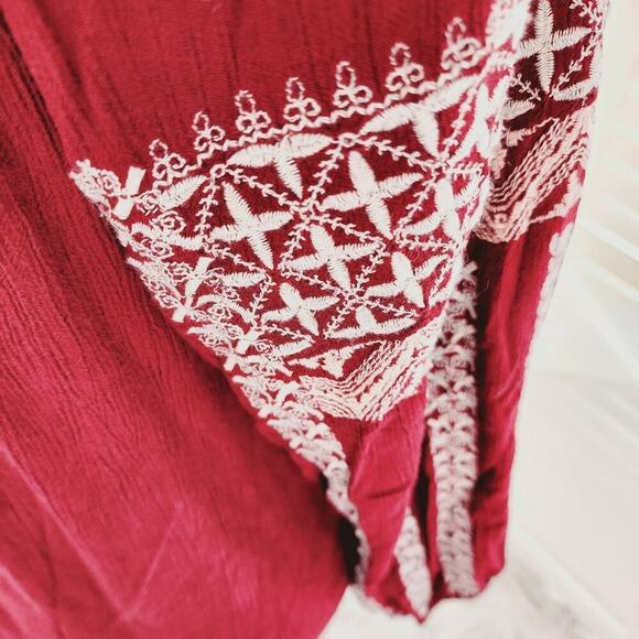 AMERICAN EAGLE BURGANDY EMBROIDERED BOHO BALLOON SLEEVE BLOUSE SIZE SMALL - Picture 7 of 7